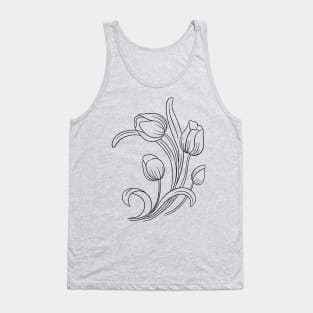 Lily Tulip Line Art Illustration Tank Top